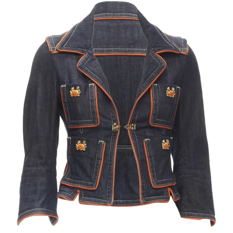 Women's Elegant Apparel Dsquared2 crab denim cropped jacket