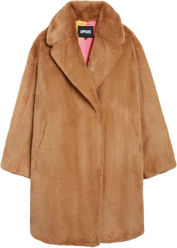 Flash Sale On Stylish Outfits – Hurry Before It's Gone Apparis Women's Stella Faux Fur 3/4 Coat, Biscuit Brown