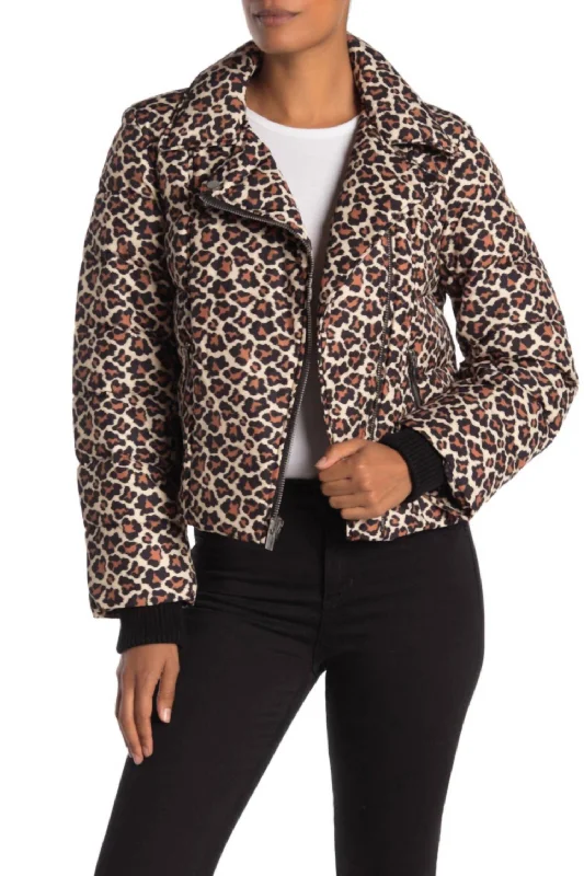 Casual Outfit For Women Paulina Leopard Print Down Quilted Jacket In Multicolor