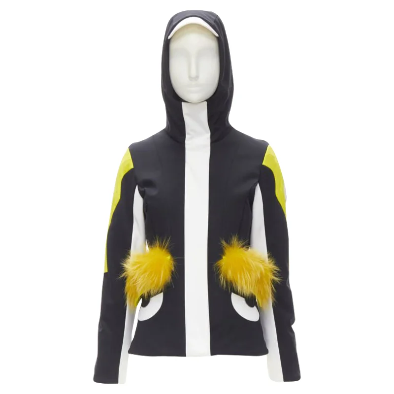 Women's Resort Garments Fendi Monster Bug Eye fur trim ski jacket