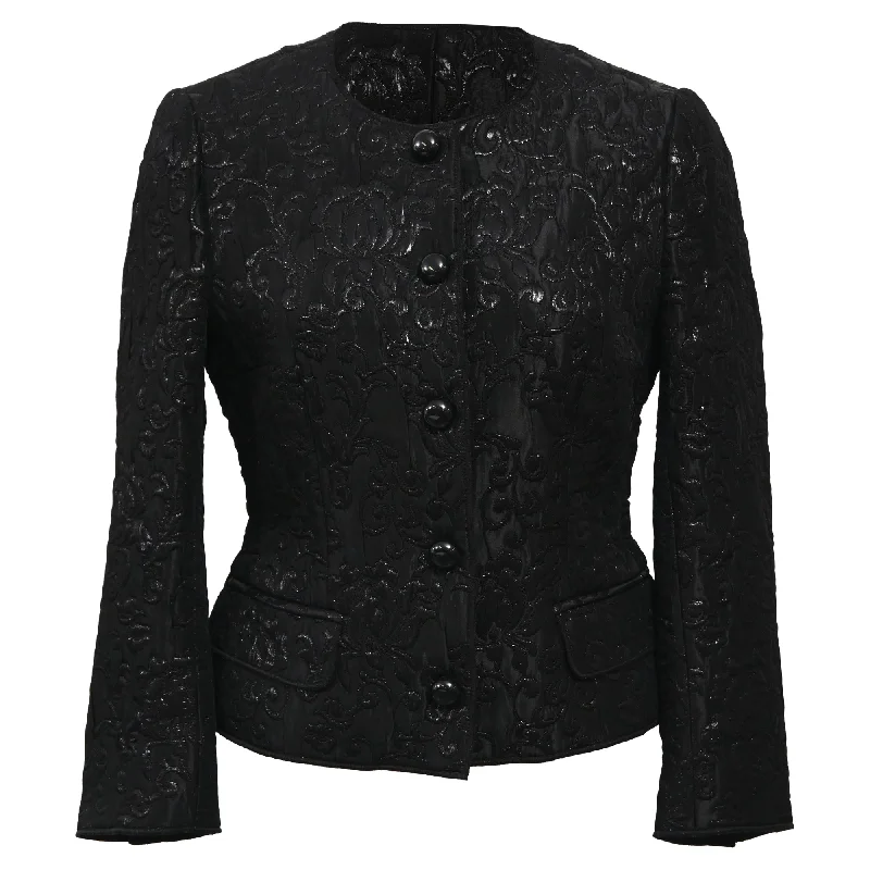 Women's Evening Garments Dolce & Gabbana Jacquard Evening Jacket in Black Polyester