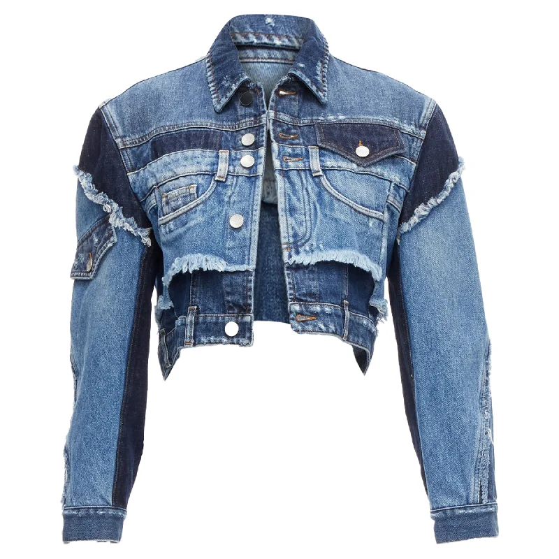 Women's Classic Outfit Dolce & Gabbana denim deconstructed patchwork cropped jacket