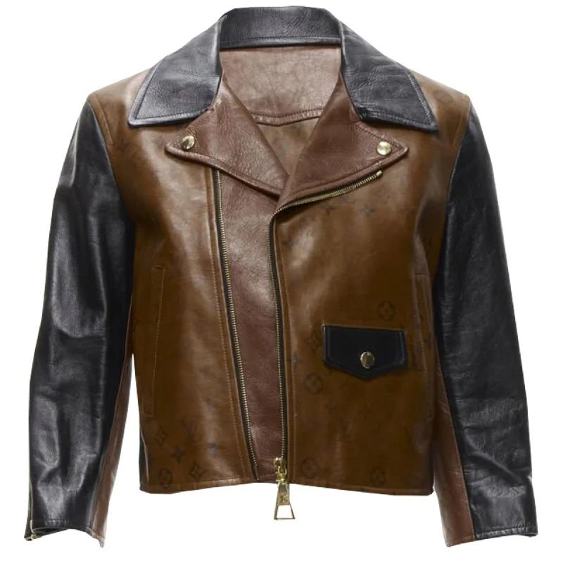 Women's Sporty Clothes Louis Vuitton Tattoo Monogram cropped calfskin leather biker jacket