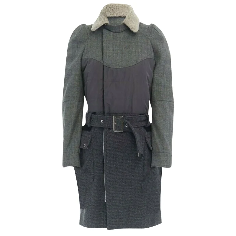 Women's Casual Wear Clothes Undercover shearling collar padded cashmere wool belted coat