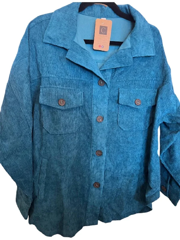 Vintage Clothing For Women Women's Button Down Jacket In Teal