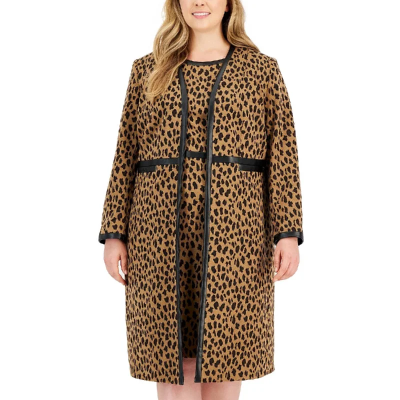 Women's Trendy Outfit Plus Womens Animal Print Long Long Coat