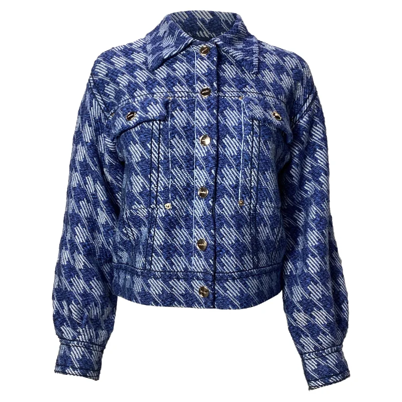 Women's Seasonal Apparel Sandor Balthazar Houndstooth Jacket In Blue Cotton