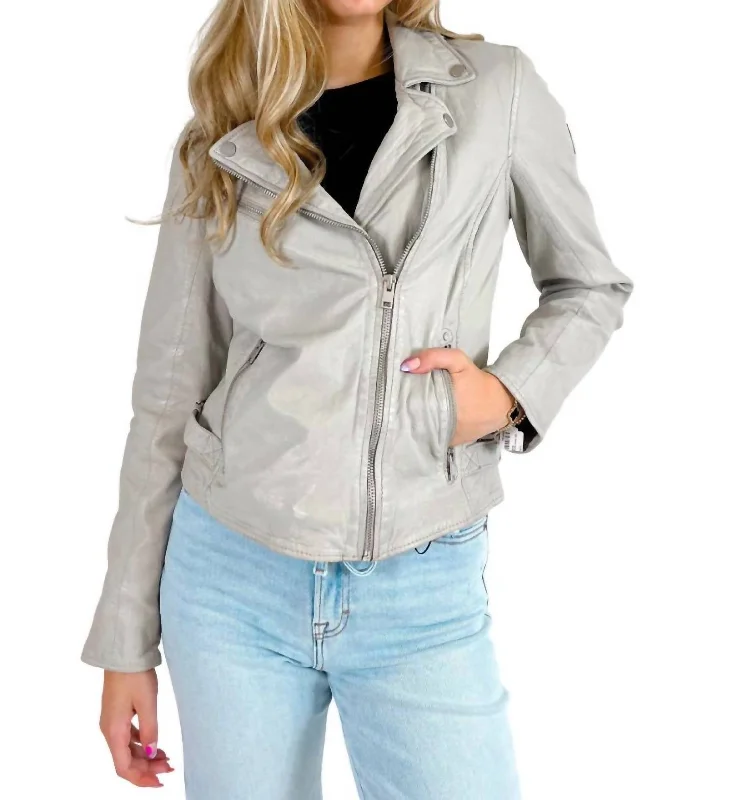 Women's Travel Outfit Set Sofia Leather Jacket In Off White