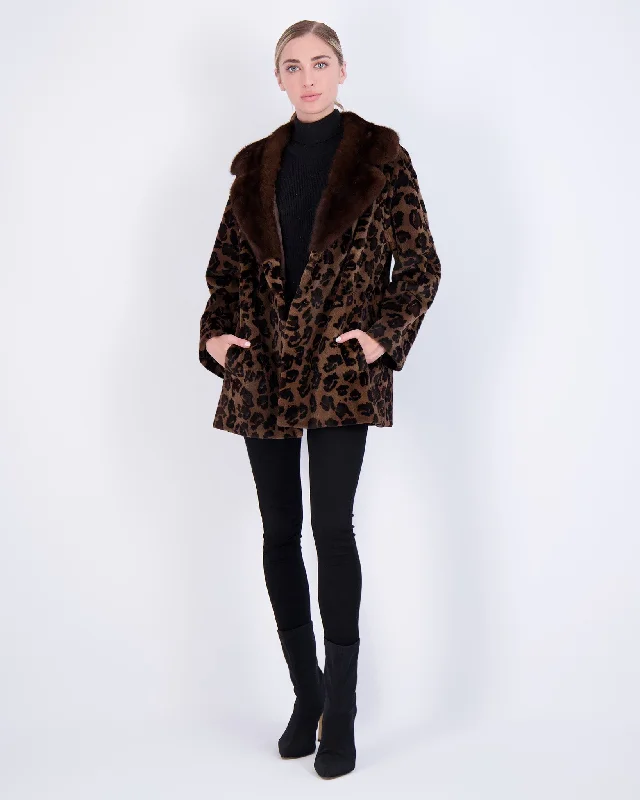 Comfortable Outfit For Women Sheared Mink Jacket with Belt