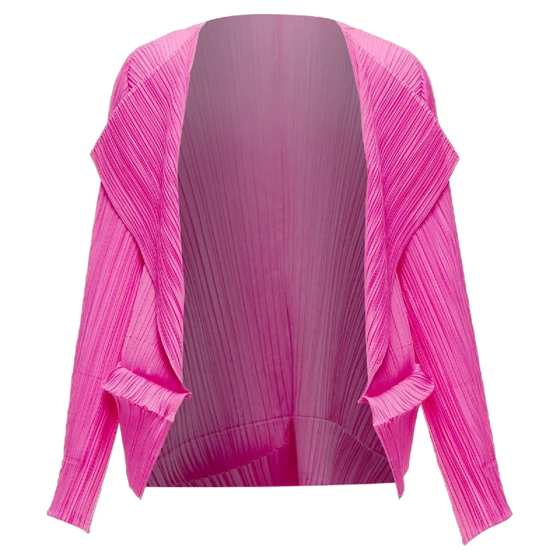 Fashion-Forward Women's Clothing Issey Miyake Pleats Please Pleated 3D Cut Hem Cardigan Jacket