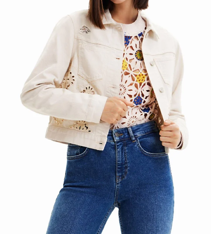 Women's Trendy Outfit Die-Cut Denim Jacket In Raw