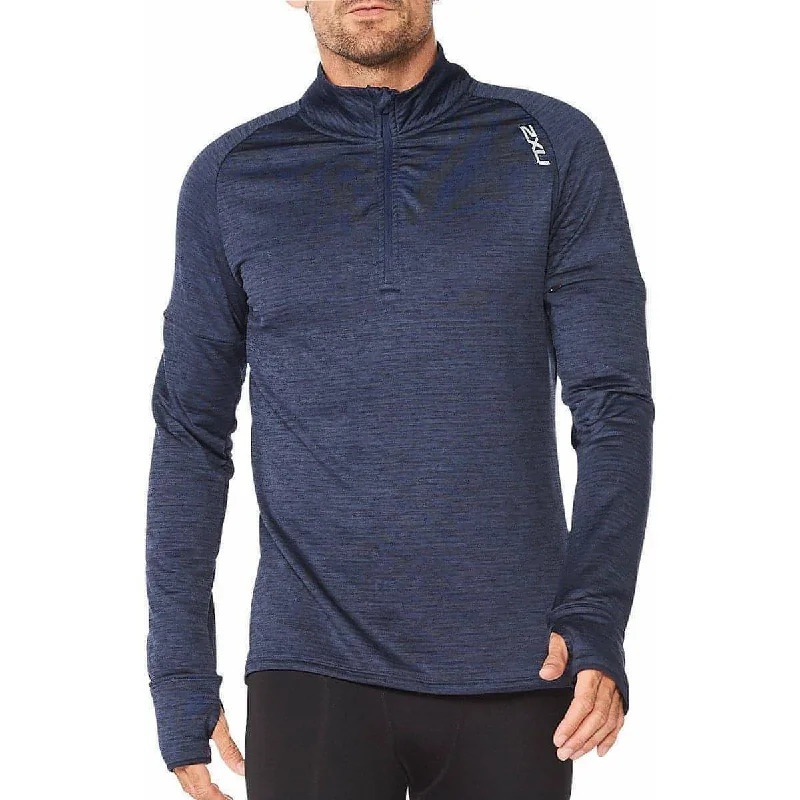 Women's Clothing And Garments Sets 2XU Ignition Half Zip Long Sleeve Mens Running Top - Navy