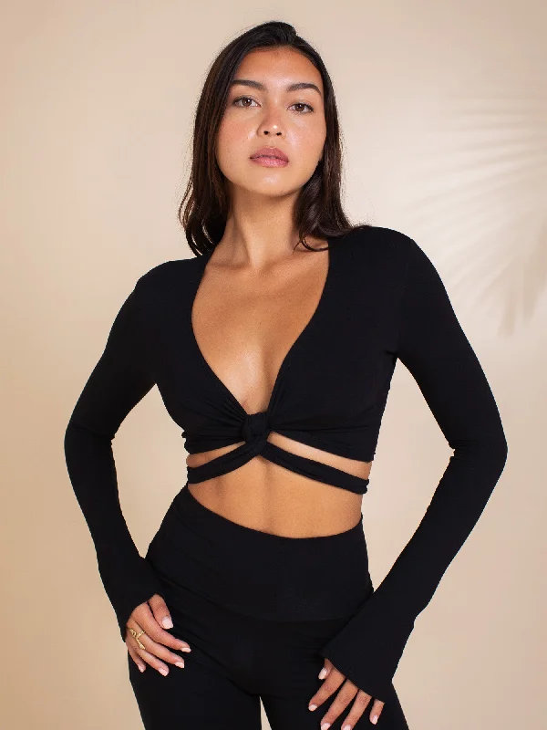 Women's Formal Event Attire 4-Way Juliette Top - Black Onyx