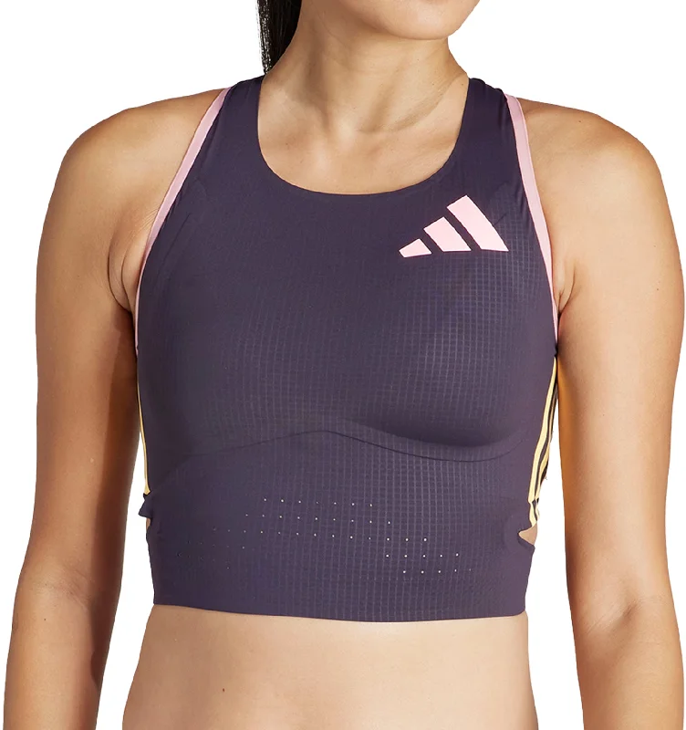 Women's Athletic Outfit adidas Adizero Promo Womens Running Crop Top - Purple