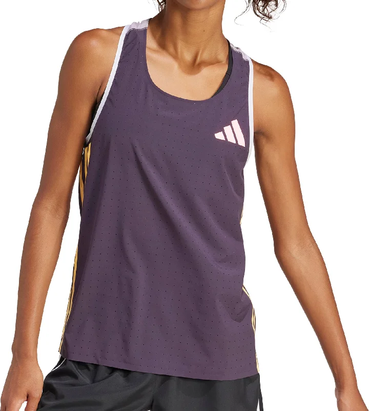 Women's Clothing Outfit Set adidas Adizero Promo Womens Running Vest Tank Top - Purple