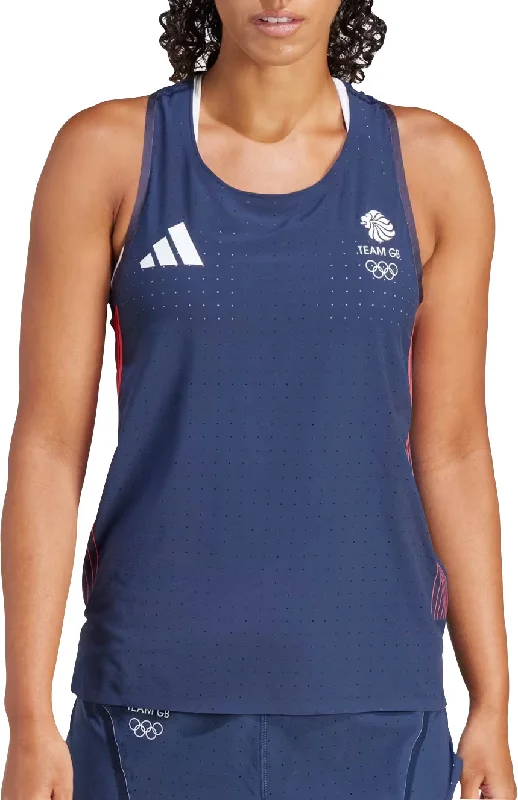 Women's Chic Outerwear Garments adidas Adizero Team GB Womens Running Vest Tank Top - Blue