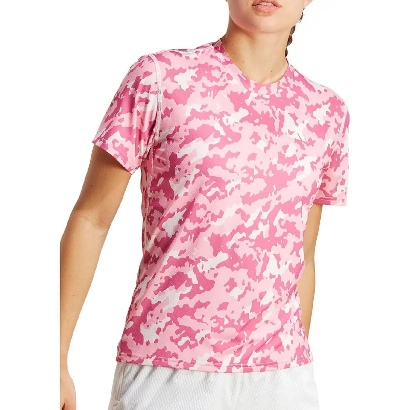 Charming Women's Garments adidas Own The Run Camo Short Sleeve Womens Running Top - Pink