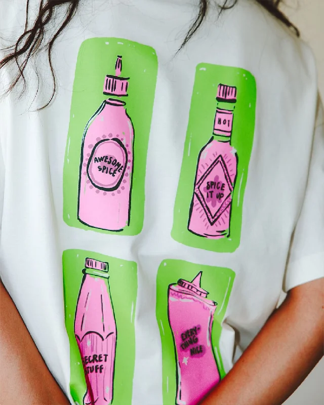 Women's Holiday Attire All In The Sauce Printed Oversized Tee