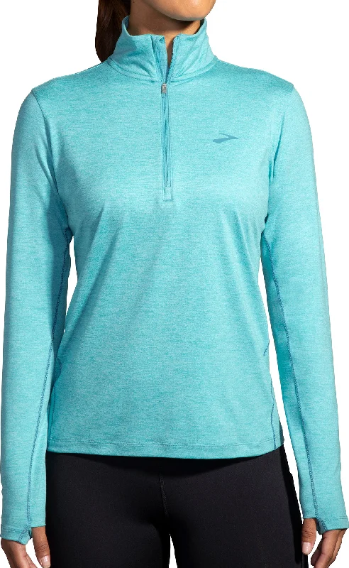 Comfortable Women's Clothing Brooks Dash Half Zip Long Sleeve Womens Running Top - Blue