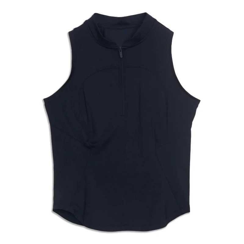 Women's Formal Clothes Front-Zip Mock-Neck Tennis Tank - Resale