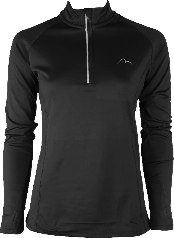 Women's Clothing For Outdoor Activities More Mile Vivid Half Zip Long Sleeve Womens Running Top - Black