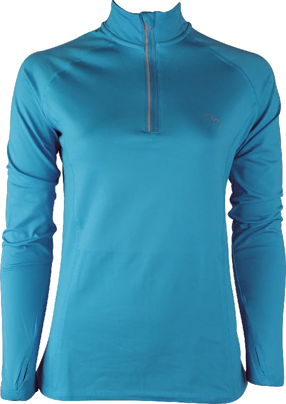 Fashionable Women's Clothes More Mile Vivid Half Zip Long Sleeve Womens Running Top - Blue