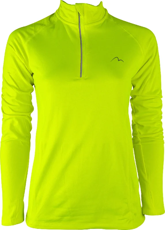 Modern Women's Clothes More Mile Vivid Half Zip Long Sleeve Womens Running Top - Yellow