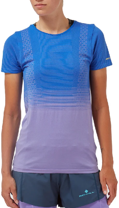 Stylish Women's Garments For Holidays Ronhill Tech Marathon Short Sleeve Womens Running Top - Blue