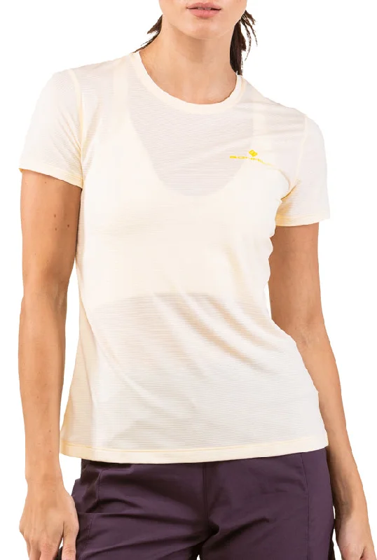 Women's Classic Attire Ronhill Tech Short Sleeve Womens Running Top - Cream