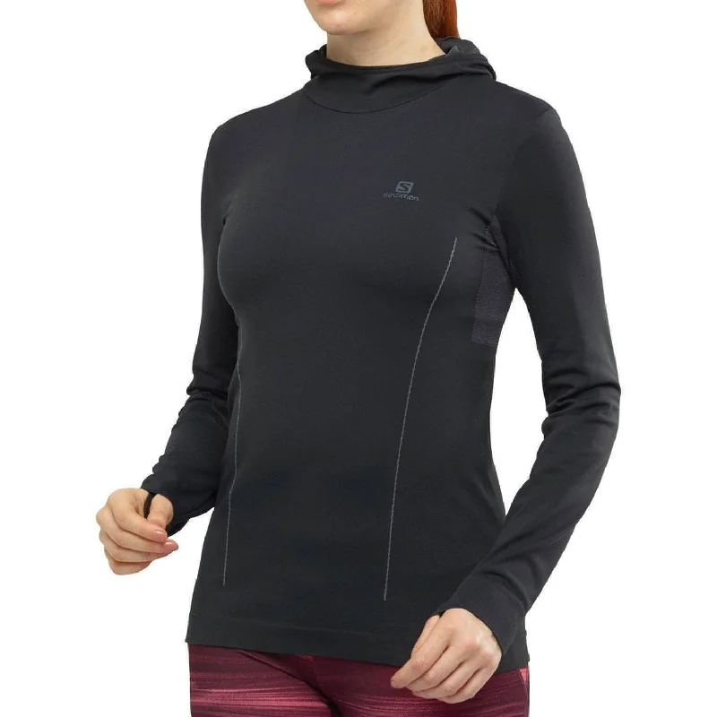 Women's Transitional Attire Salomon Comet Seamless Womens Running Hoody - Black