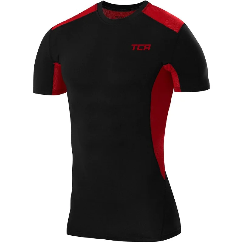 Women's Functional Outfit For Outdoor Activities TCA FX Laser Mens Short Sleeve Compression Top - Black