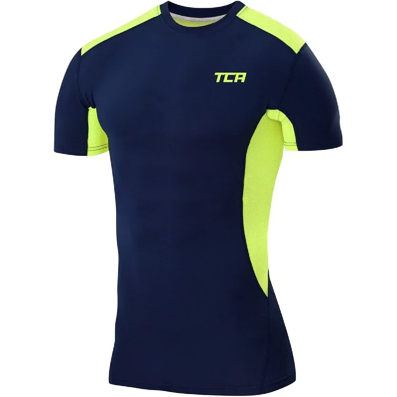 Women's Romantic Outfit TCA FX Laser Mens Short Sleeve Compression Top - Navy