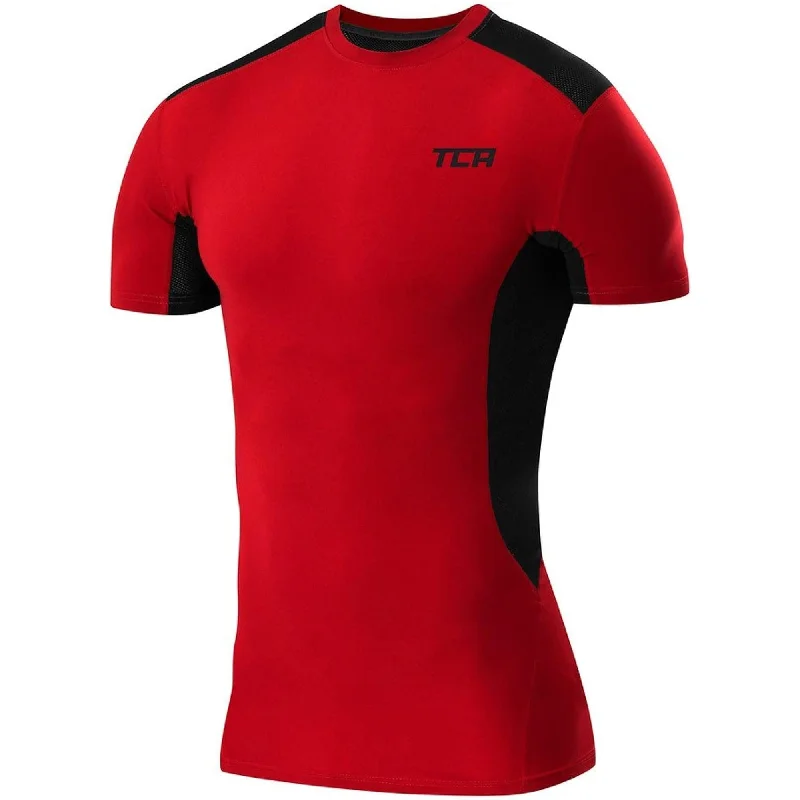 Women's Charming Outfit For Events TCA FX Laser Mens Short Sleeve Compression Top - Red