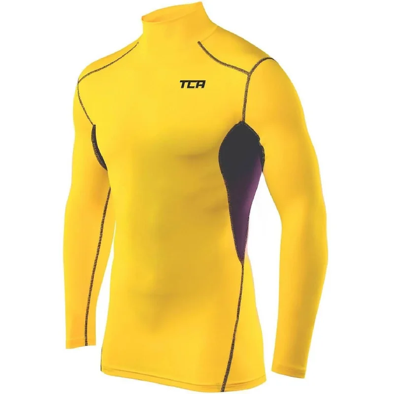 Women's Wardrobe Apparel TCA HyperFusion Mock Neck Long Sleeve Junior Compression Top - Yellow