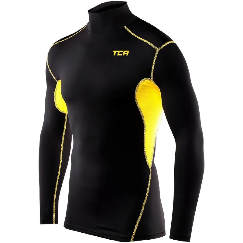 Women's Comfortable Apparel TCA HyperFusion Mock Neck Long Sleeve Mens Compression Top - Black