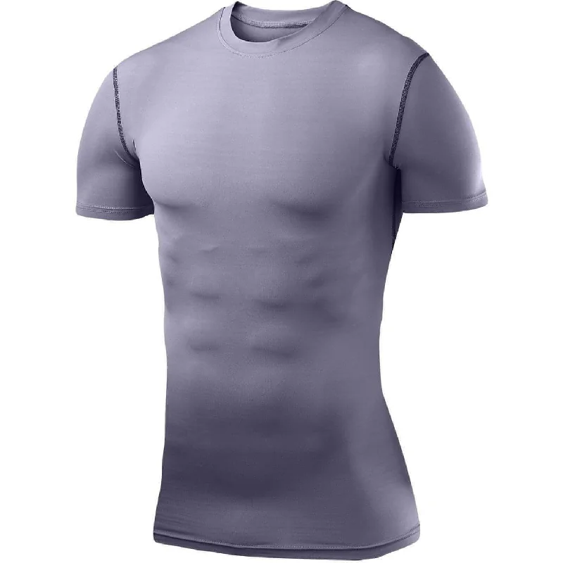 Women's Casual Outfit TCA PowerLayer Compression Junior Short Sleeve Running Top - Grey