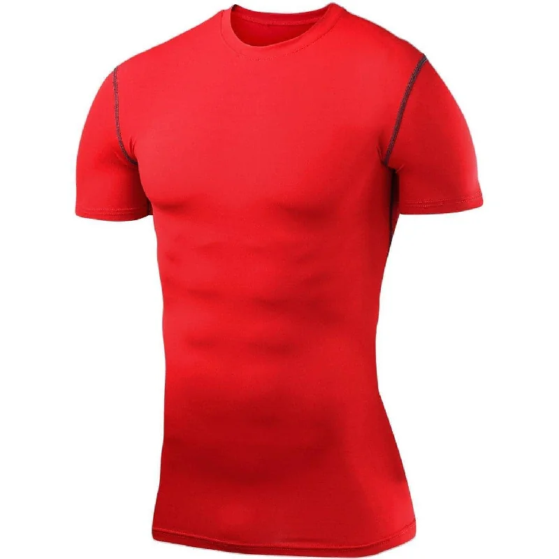 Women's Vacation Attire TCA PowerLayer Compression Mens Short Sleeve Running Top - Red