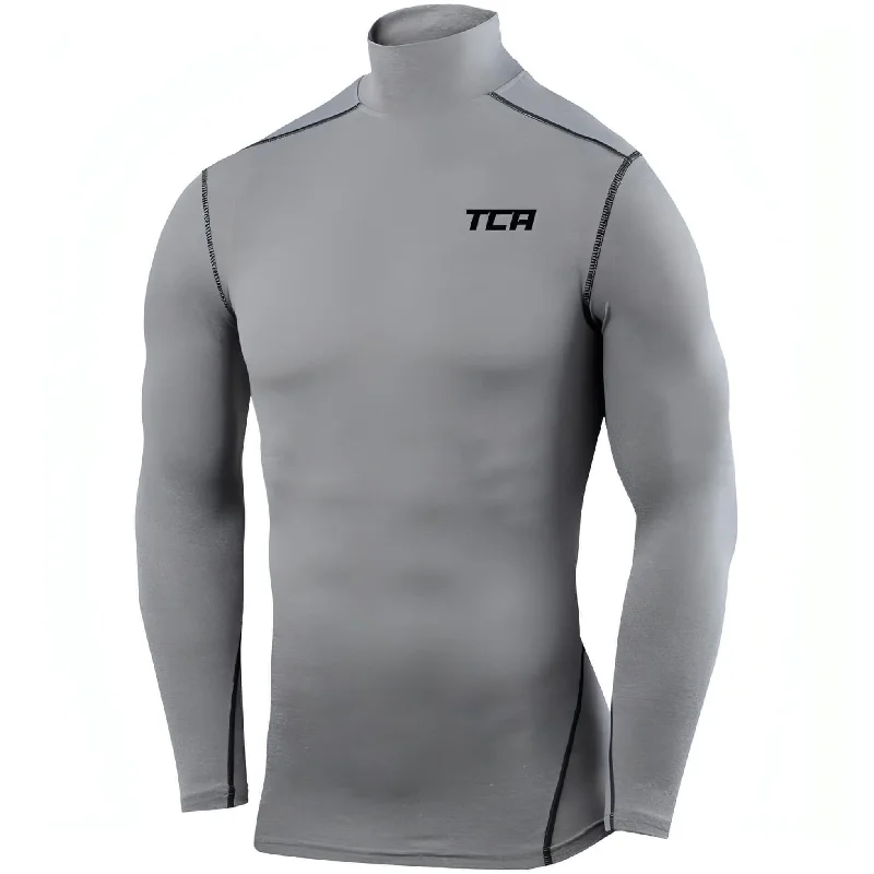 Women's Travel Apparel TCA Pro Performance Long Sleeve Mock Junior Compression Top - Grey