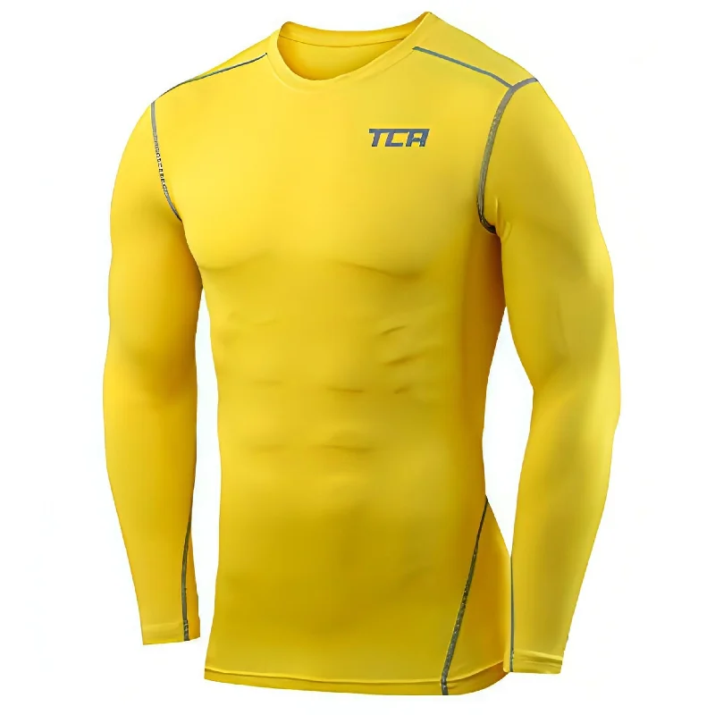 Women's Vacation Attire TCA Pro Performance Mens Long Sleeve Compression Top - Yellow