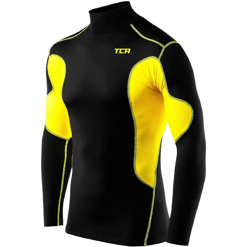 Stylish Women's Attire TCA SuperThermal Long Sleeve Mock Mens Compression Top - Black