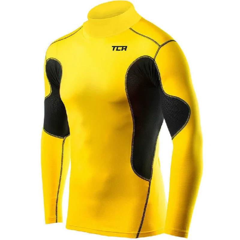 Women's Chic Outfit TCA SuperThermal Long Sleeve Mock Mens Compression Top - Yellow