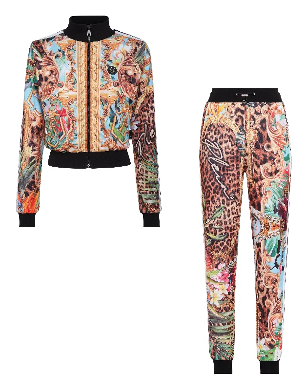 Women's Activewear Outfit Tracksuit Top/Trousers Baroque Flowers