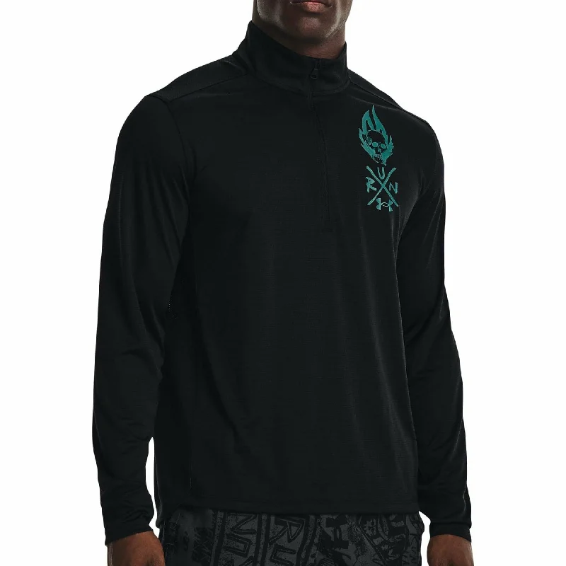 Women's Floral Print Outfit Under Armour Destroy All Miles Half Zip Long Sleeve Mens Running Top - Black