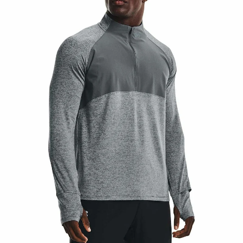 Women's Transitional Outfit Under Armour Qualifier 2.0 Half Zip Long Sleeve Mens Running Top - Grey