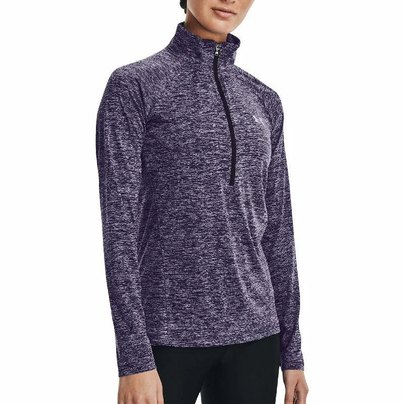 Women's Chic Outerwear Outfit Under Armour Tech Twist Half Zip Long Sleeve Womens Training Top - Purple