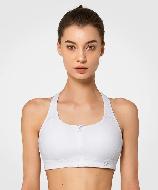 Women's Formal Event Attire Enfold Zip Front Padded Running Bra | Women's High Support Sports Bra