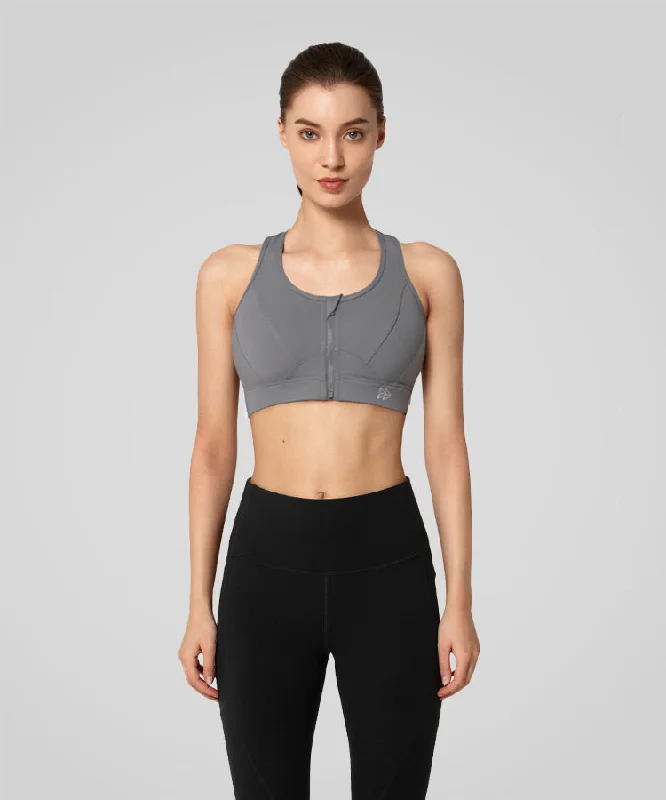 Charming Women's Outfit For Special Occasions Enfold Zip Front Mesh Racerback Padded Running Bra | Women's High Support Sports Bra