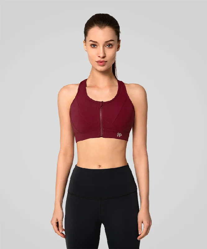 Classic Women's Clothing Styles Enfold Zip Front Mesh Racerback Padded Running Bra | Women's High Support Sports Bra