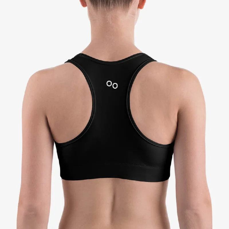 Women's Clothing For Outdoor Events Monochrome Sports Bra "All Black"