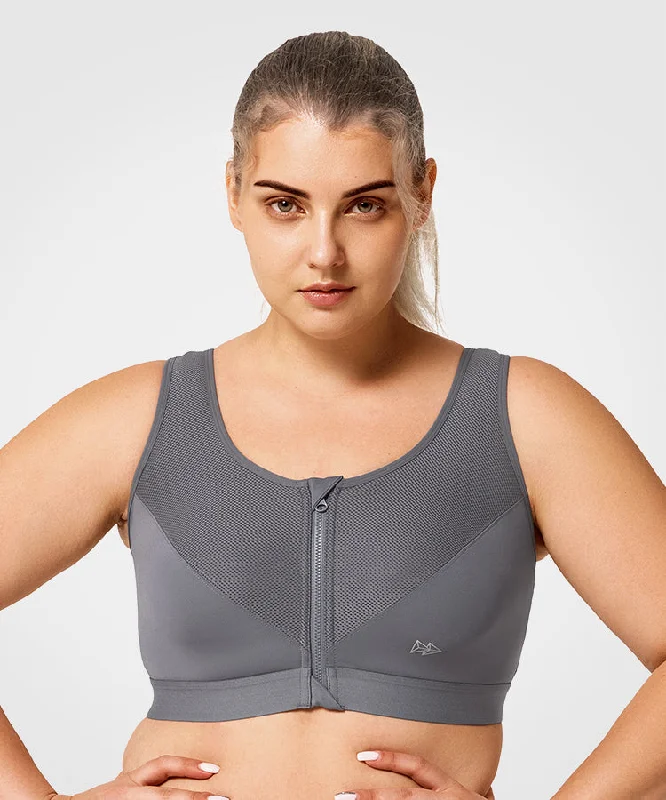 Timeless Women's Outfit Power Classic Zip Running Bra | Women's High Support Sports Bra (Plus Size)